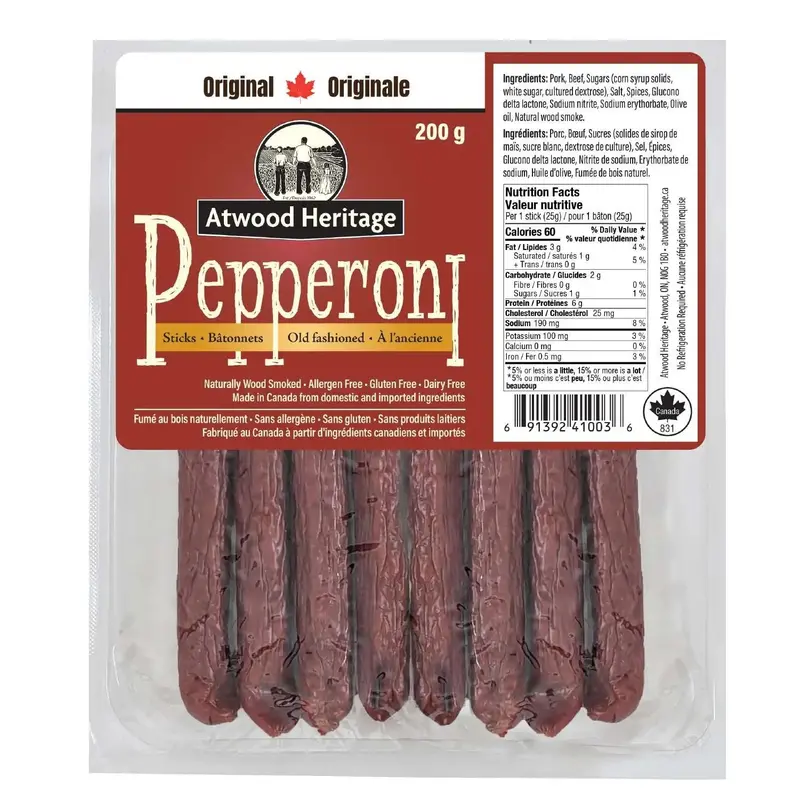 Atwood Heritage Original Pepperoni Sticks – 8-Pack Snack Variety 1