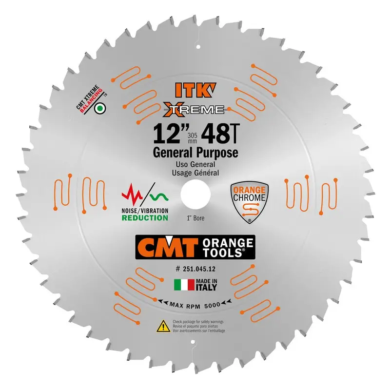 Cmt 251.045.12 Itk General Purpose Saw Blade – 12" × 45T, 1Ftg+2Atb, 1" Bore 1