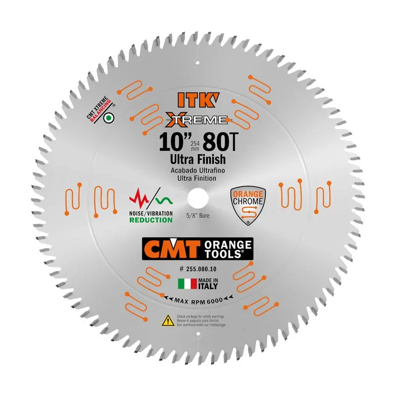 Cmt 255.080.10 Itk Industrial Fine Finish Saw Blade – 10" × 80T, 40° Atb, 5/8" Bore 1