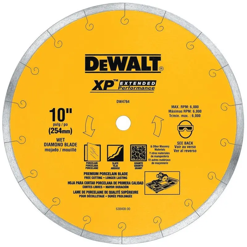 Dewalt Dw4764 10-Inch X 0.060" Diamond Blade For Wet Tile Cutting 1