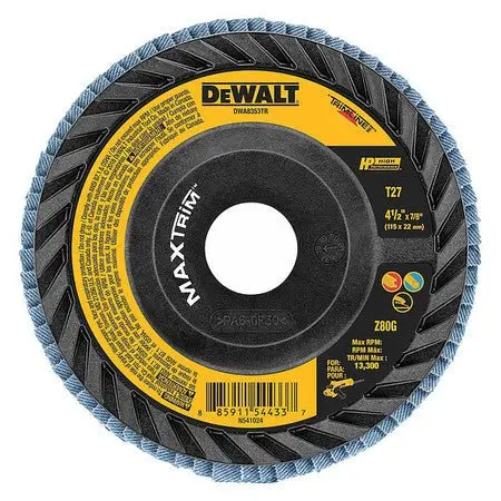 Dewalt Dwa8353Tr Trim Flap Disc – 4-1/2" X 7/8", 80 Grit, T27 Mount, High-Precision Finishing 1