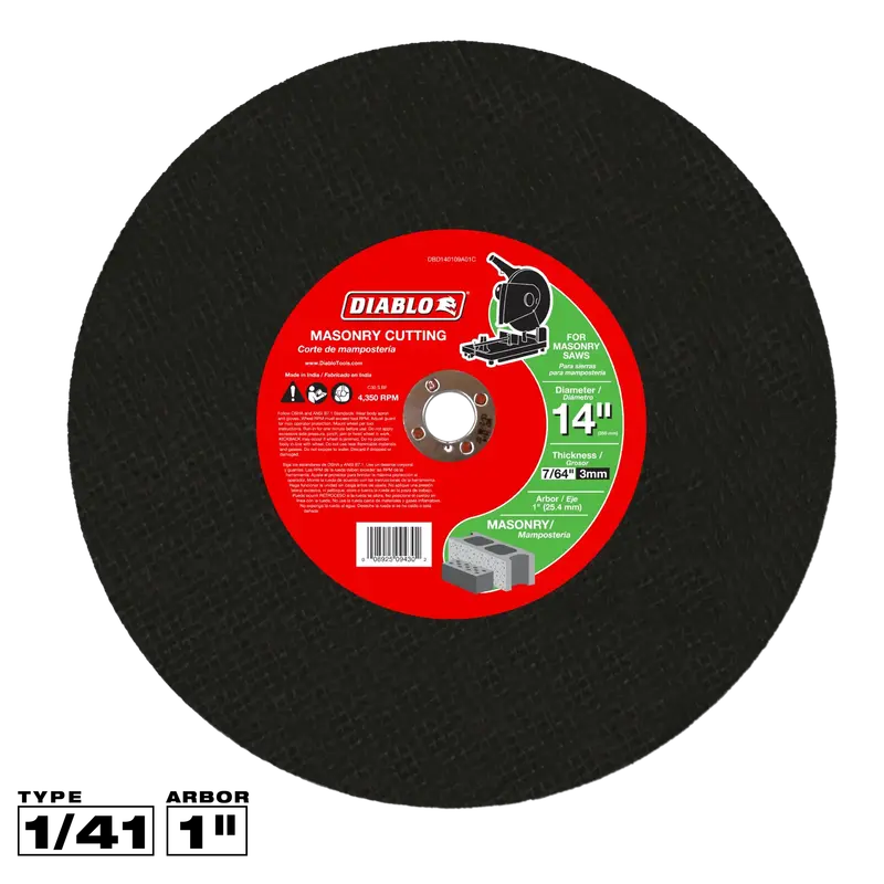 Diablo Cdd140109A01C 14" Masonry Chop Saw Disc – 1" Arbor, 7/64" Thickness 1