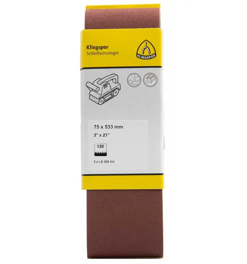 Klingspor 3" × 21" Sanding Belts – High-Performance Belt Sanding Strips (3-Pack) 1