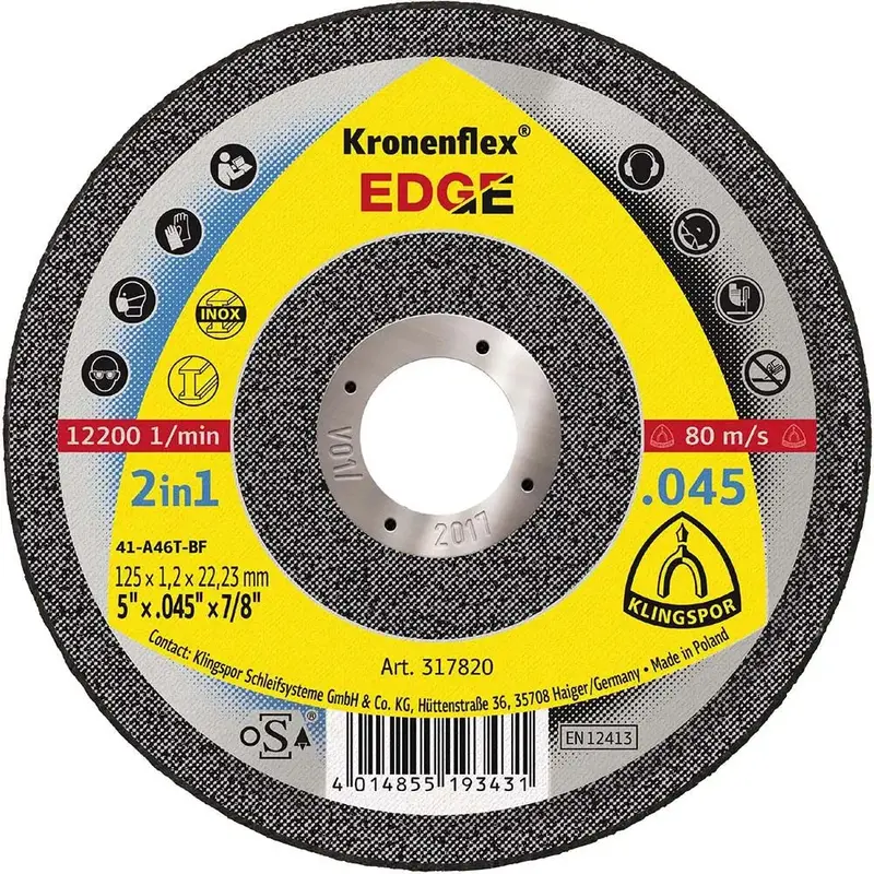 Klingspor 5 In X 0.045 In X 7/8 In Flat Cutting Wheel For Metal 1
