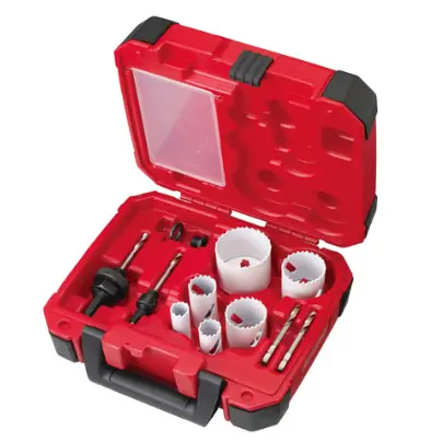 Milwaukee 10-Piece Plumbers’ Hole Saw Set – Includes Arbors & Pilot Bits, Model 49-22-4145 1