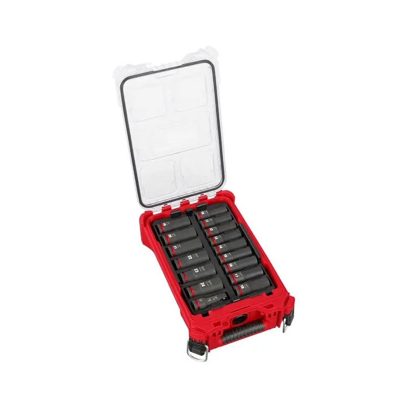 Milwaukee 49-66-6803 – Shockwave Impact Duty 1/2-Inch Drive Socket Set, 16-Piece Metric In Packout System 1