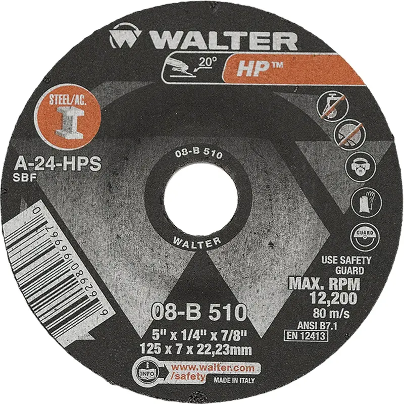 Walter 08B510 5-Inch X 1/4-Inch High-Performance Grinding Wheel 1