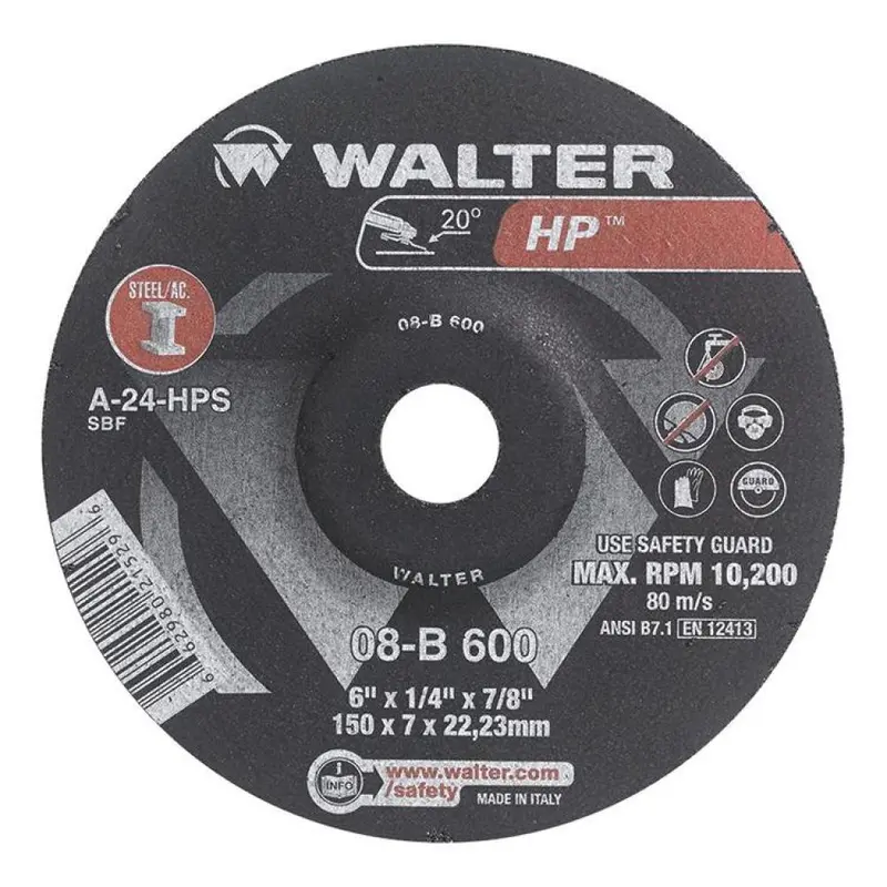 Walter 08B600 6-Inch X 1/4-Inch High-Performance Grinding Wheel 1