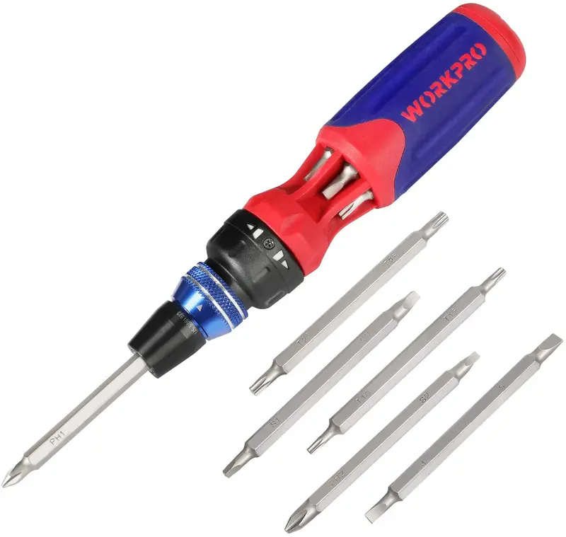 Workpro 12-In-1 Ratcheting Multi-Bit Screwdriver – Quick-Load Bit Mechanism & Compact Handle 1
