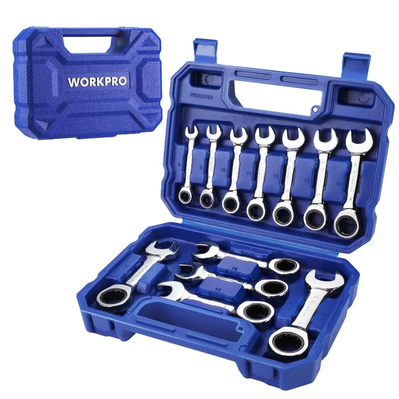 Workpro 12-Piece Metric Stubby Ratcheting Wrench Set — 8–19Mm, 72-Tooth Cr-V Steel Design For Tight Spaces 1