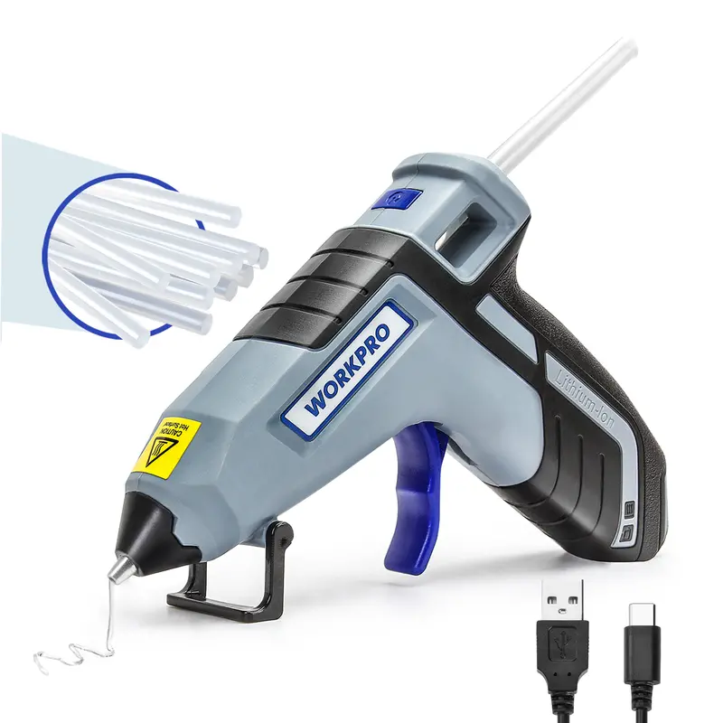 Workpro 3.6V Cordless Hot Glue Gun Kit – Upgraded Low-Drip Design With 20 Mini Glue Sticks 1