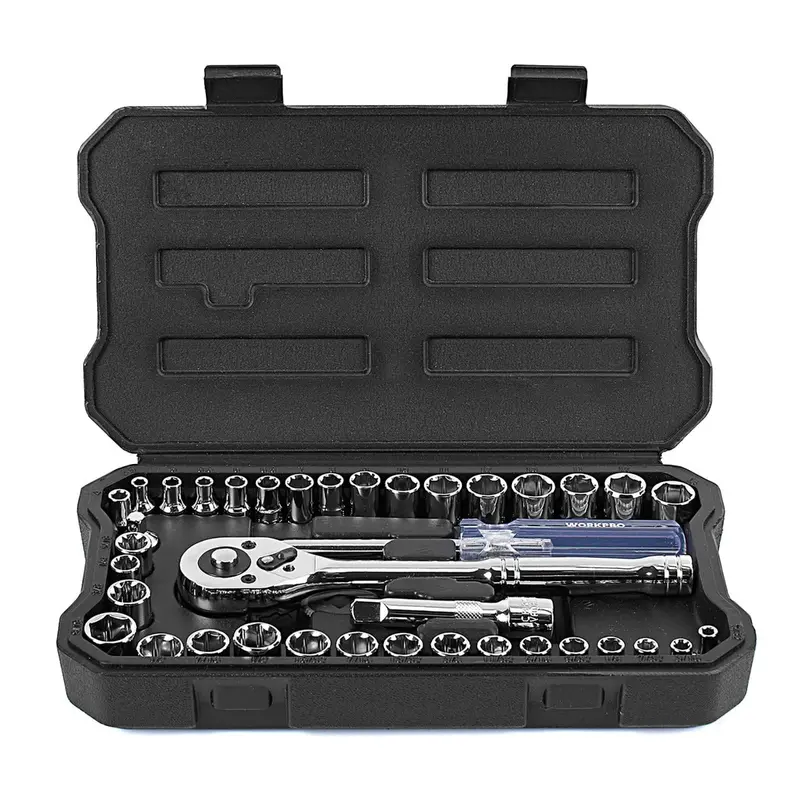 Workpro 39-Piece Socket Wrench Set – Dual-Drive (1/4" & 3/8") With Organizer Case 1