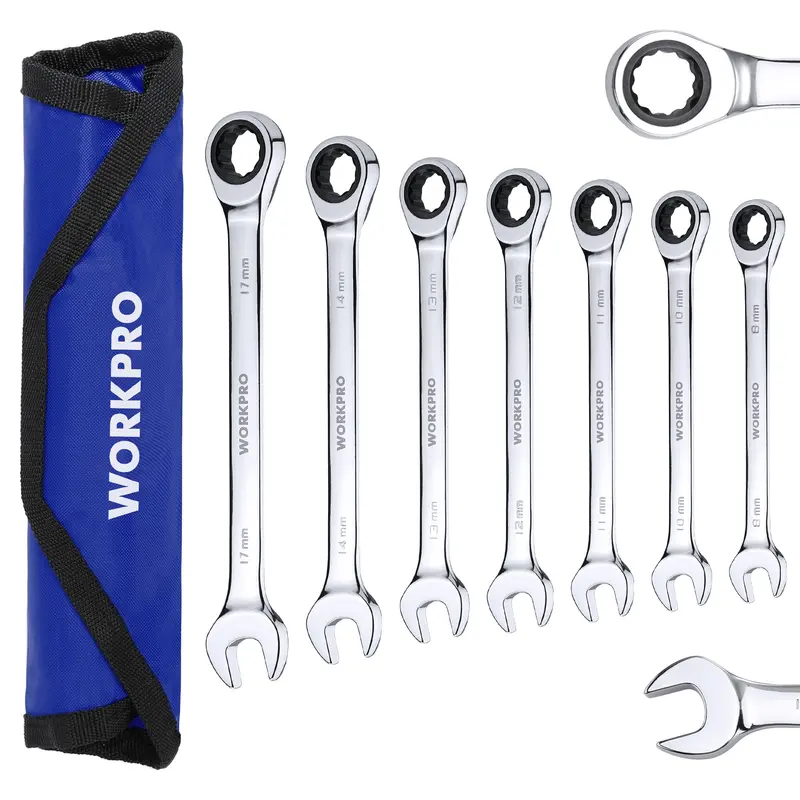 Workpro 7-Piece Ratcheting Combination Wrench Set – Metric & Sae Sizes 1