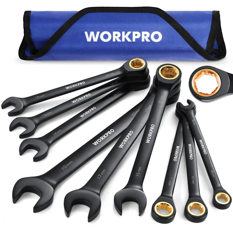 Workpro Anti-Slip Ratcheting Wrench Set – 9-Piece, 72-Tooth Cr-V, Metric & Sae Sizes 1