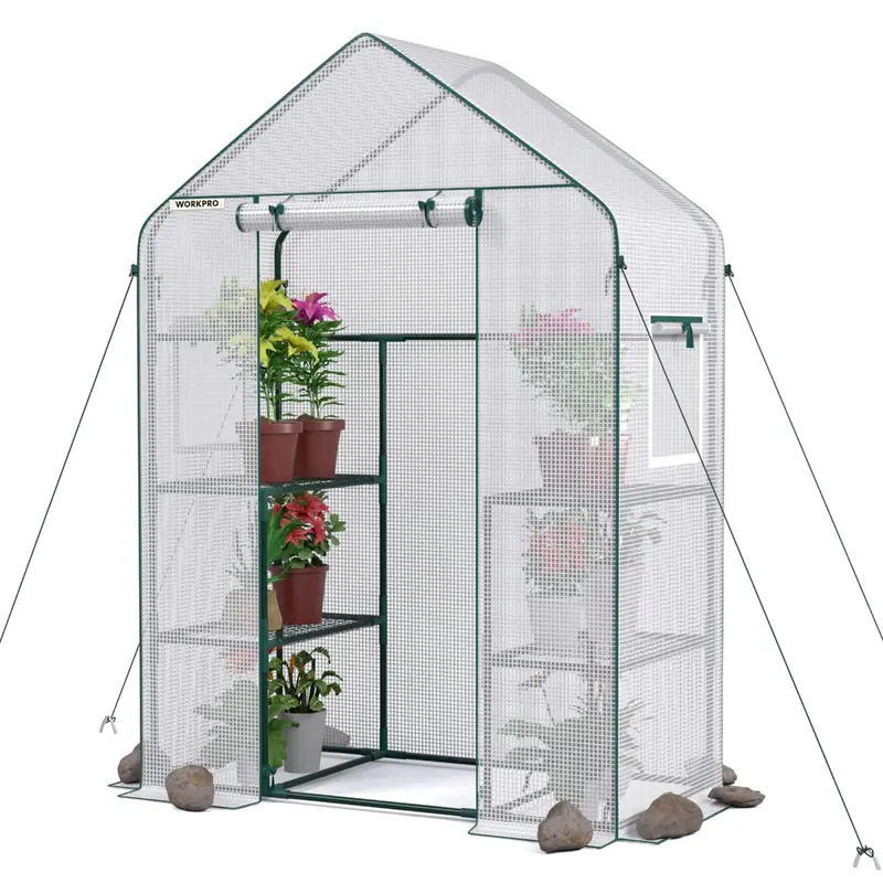 Workpro Compact 3-Tier Mini Greenhouse – 56" L X 28" W X 77" H With 4 Shelves 1