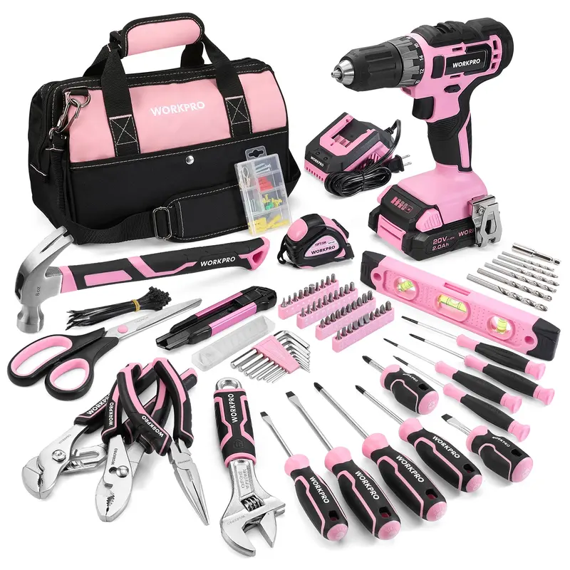 Workpro Complete Home Repair Kit – 157-Piece With 20V Cordless Drill Driver 1