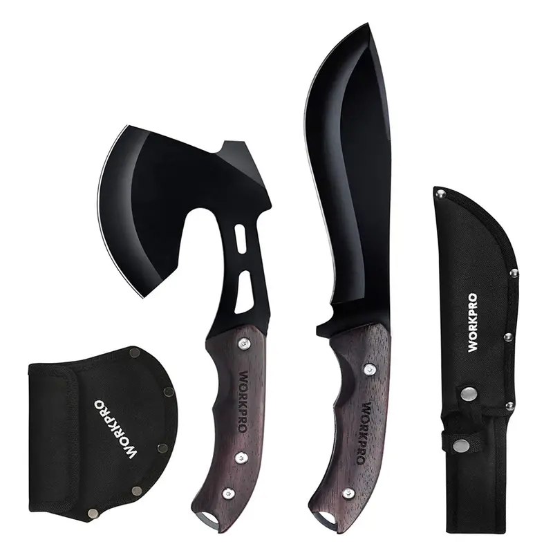 Workpro Full-Tang Axe & Fixed-Blade Knife Combo – Outdoor Survival Set With Durable Nylon Sheath 1
