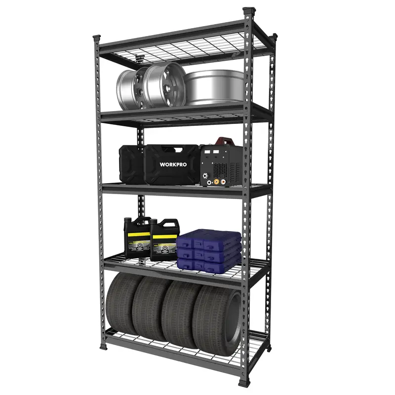 Workpro Heavy-Duty 5-Tier Adjustable Metal Shelving Unit For Garage Or Workshop Storage 1