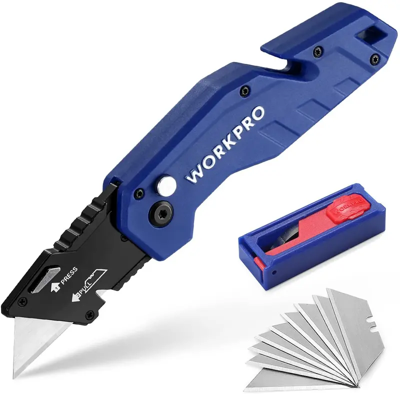 Workpro Lightweight Folding Utility Cutter – Nylon-Handled Pocket Knife With 10 Extra Blades 2