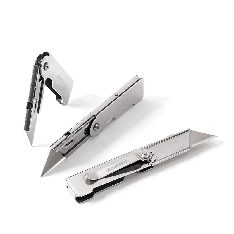 Workpro Quick-Change Pocket Utility Knife Set – 3-Piece Folding Blades With Secure Belt Clips 1