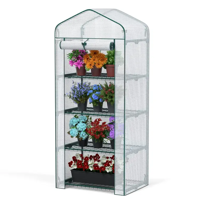 Workpro White 4-Tier Plant Stand Greenhouse – 27" X 19" X 63" Portable Gardening Rack 1
